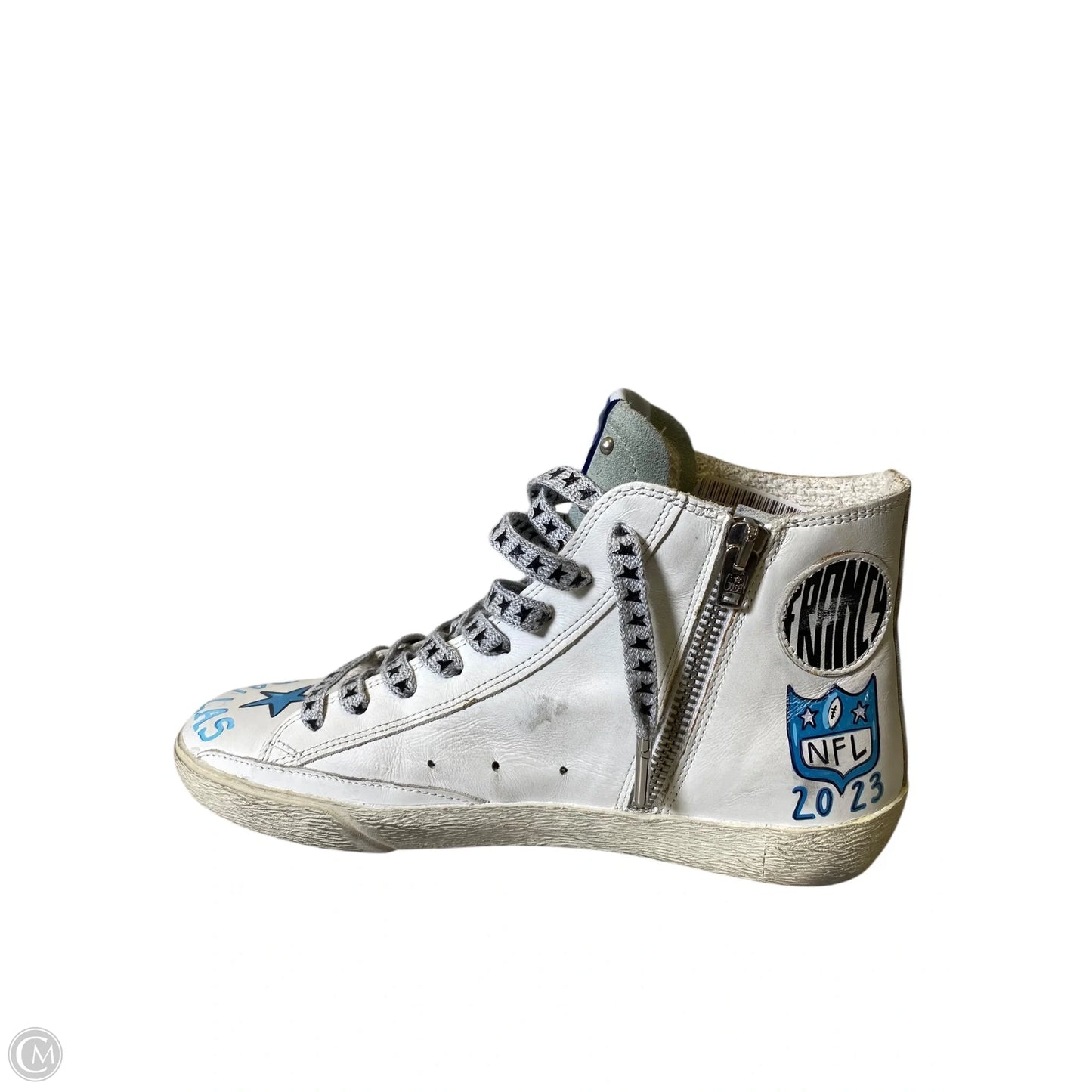 Shoes Luxury Designer By Golden Goose In Blue & White, Size: 7.5