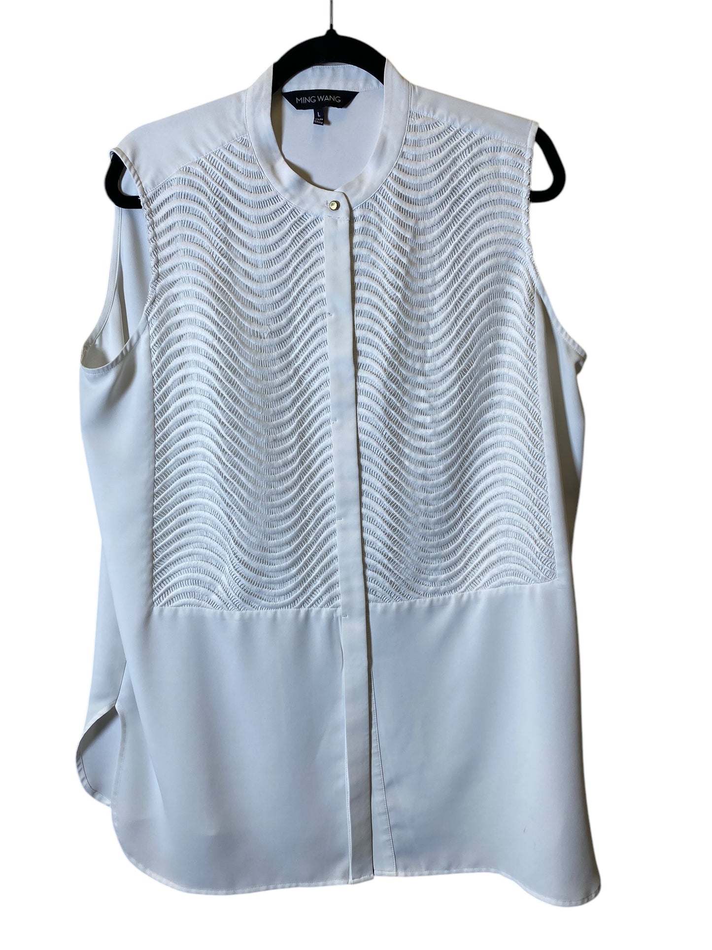 Top Sleeveless By Ming Wang In White, Size: L