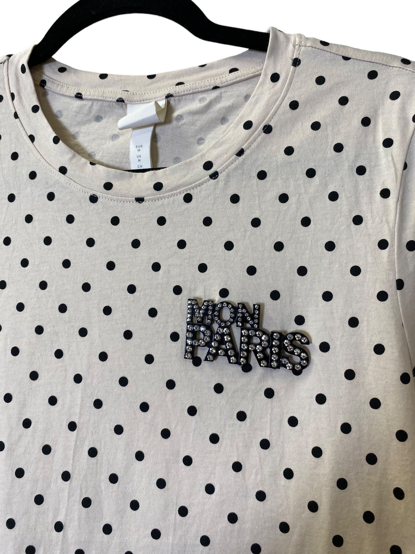 Top Short Sleeve By H&m In Polkadot Pattern, Size: M