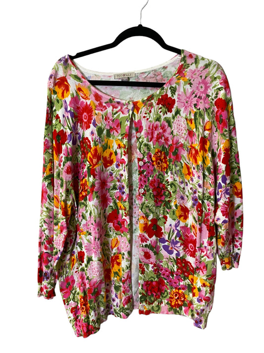 Cardigan By Roz And Ali In Floral Print, Size: 2x