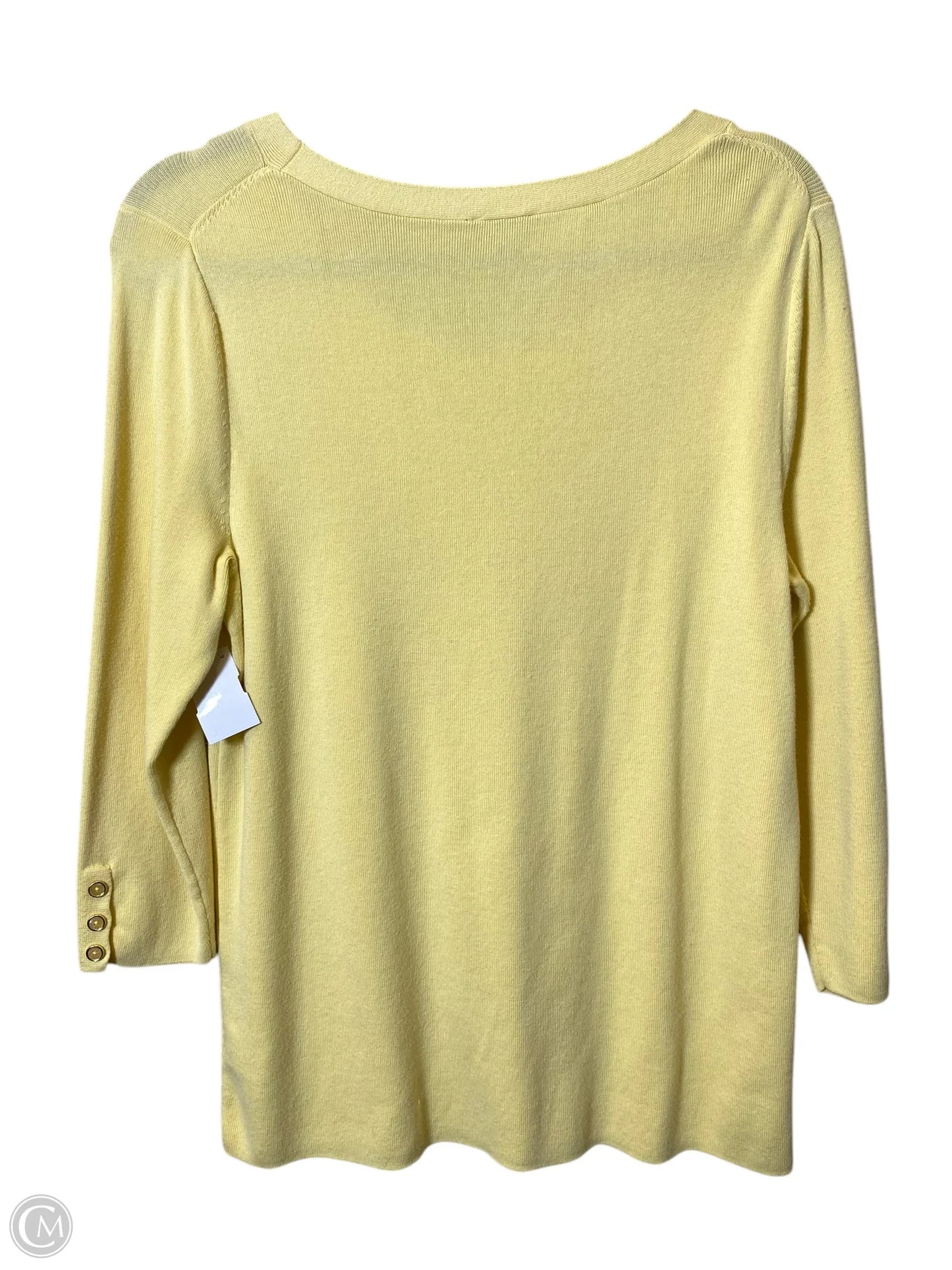 Top 3/4 Sleeve By Talbots In Yellow, Size: Xl