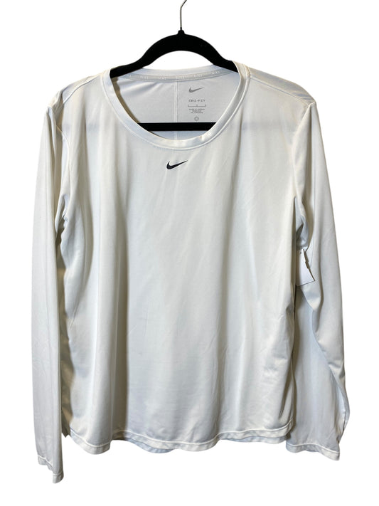 Athletic Top Long Sleeve Crewneck By Nike In White, Size: L