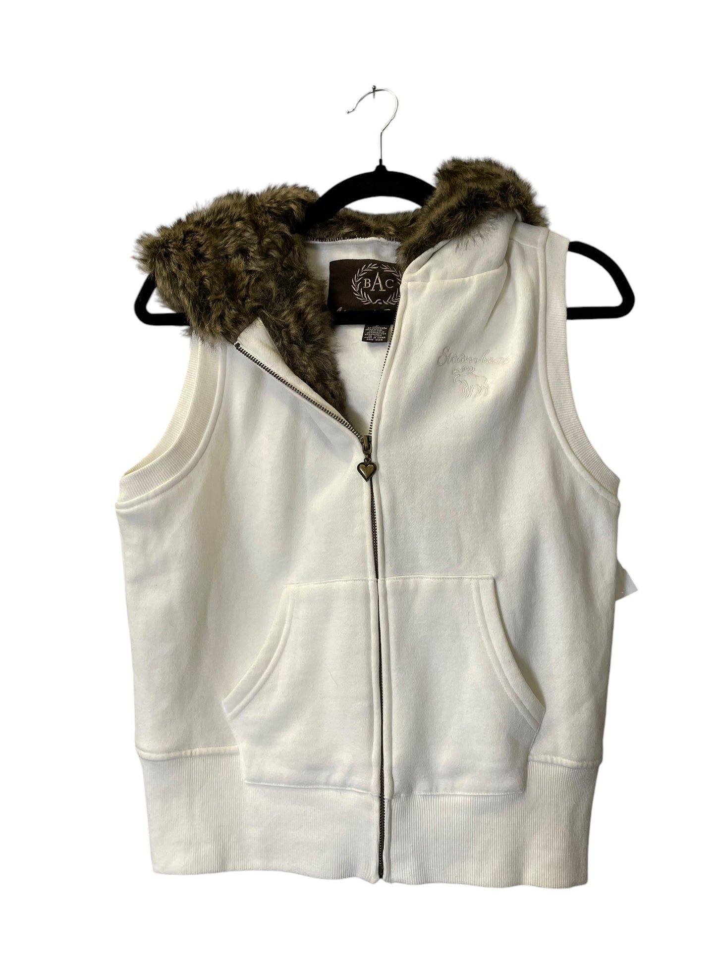 Vest Faux Fur & Sherpa By Clothes Mentor In White, Size: S