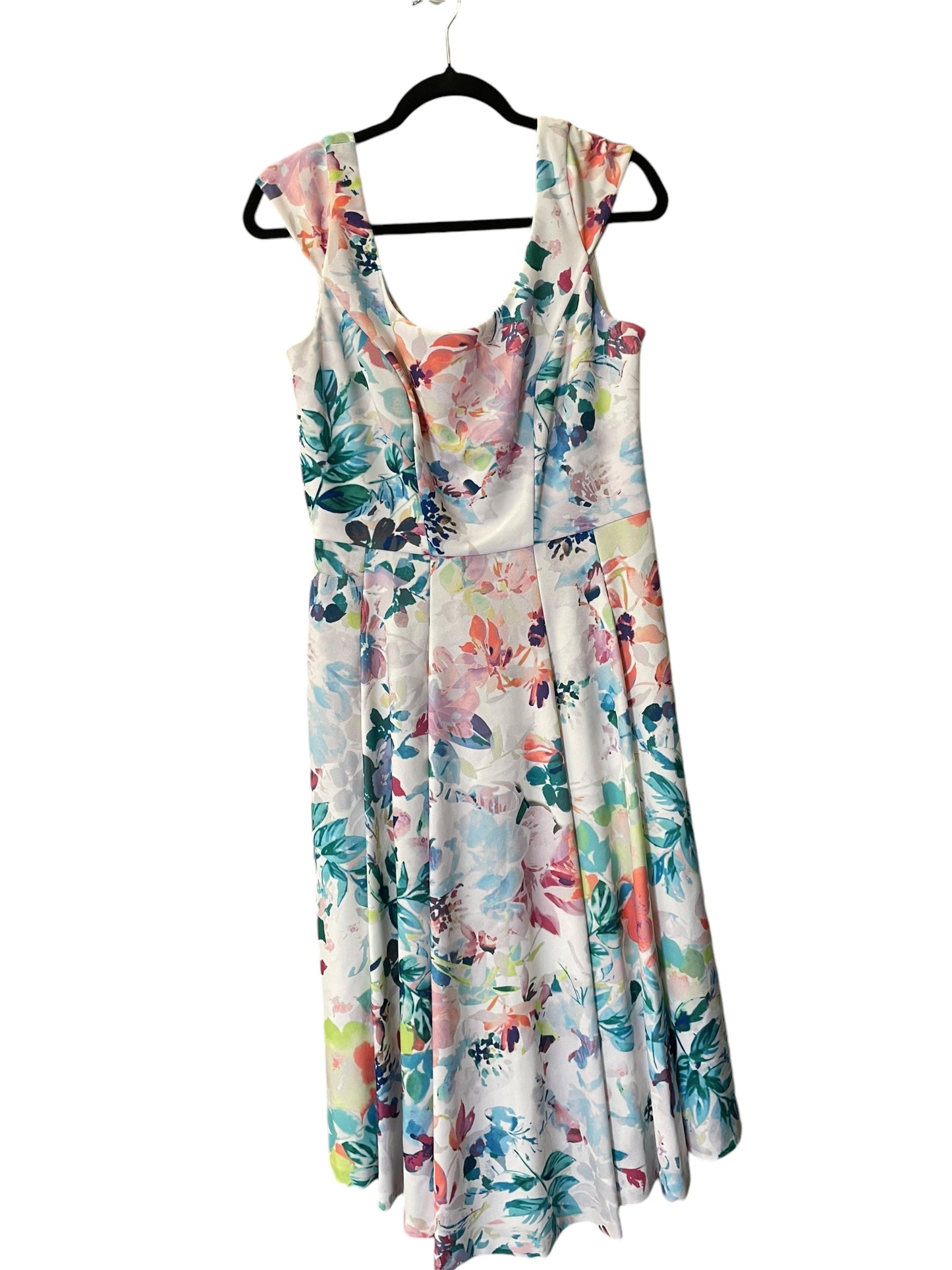 Dress Casual Midi By Calvin Klein In Floral Print, Size: L