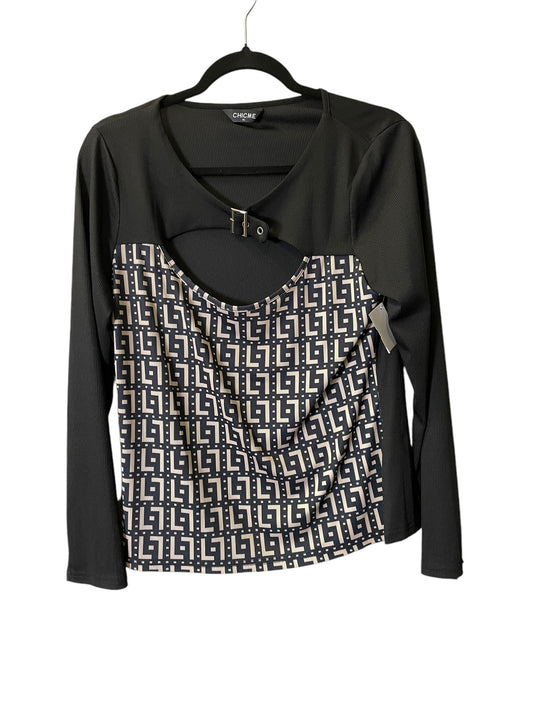 Top Long Sleeve By Clothes Mentor In Black & Tan, Size: Xl