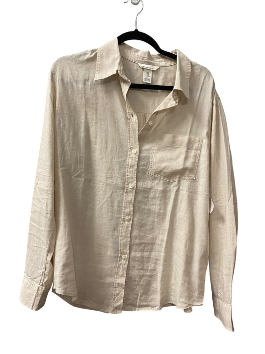 Blouse Long Sleeve By H&m In Beige, Size: M