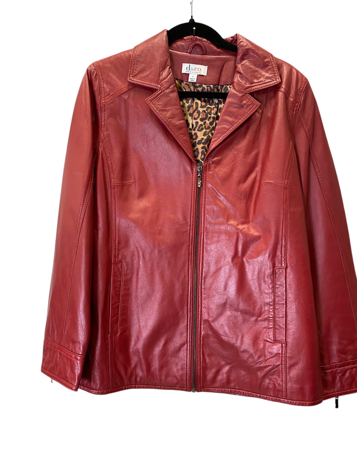 Jacket Leather By Denim And Company In Red, Size: S