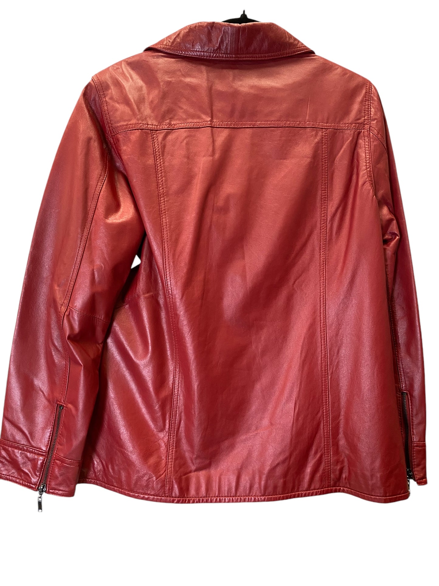 Jacket Leather By Denim And Company In Red, Size: S