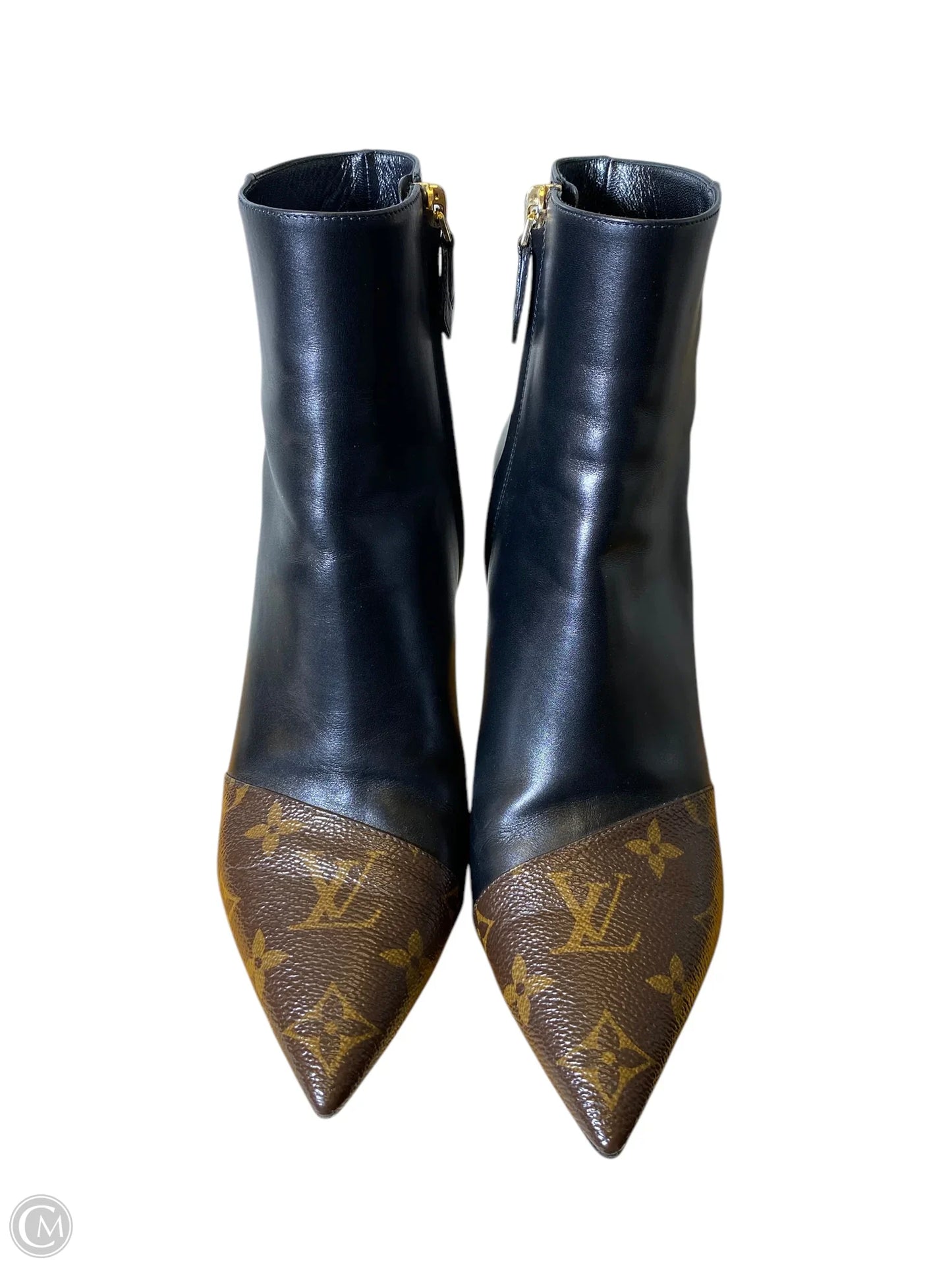 Boots Luxury Designer By Louis Vuitton In Black & Brown, Size: 7.5