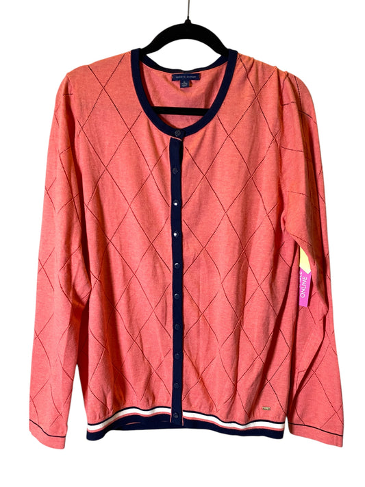 Sweater Cardigan By Tommy Hilfiger In Blue & Orange, Size: Xl