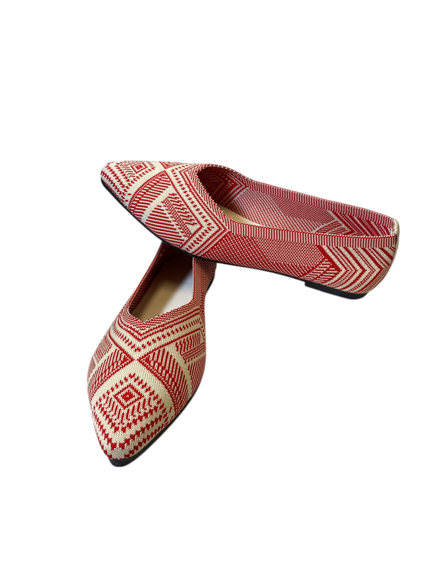 Shoes Flats By Clothes Mentor In Red & White, Size: 8