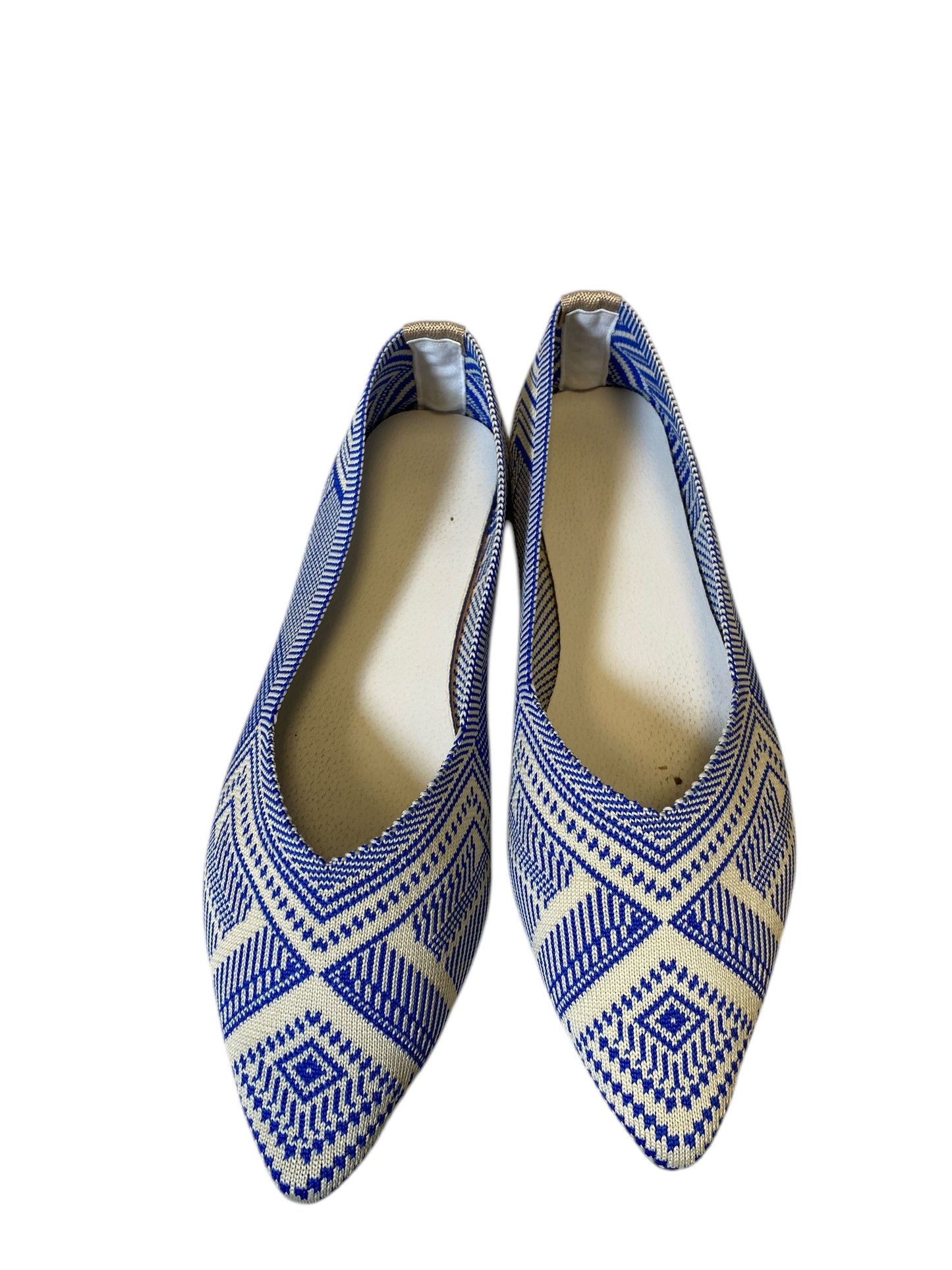 Shoes Flats By Clothes Mentor In Blue & White, Size: 8