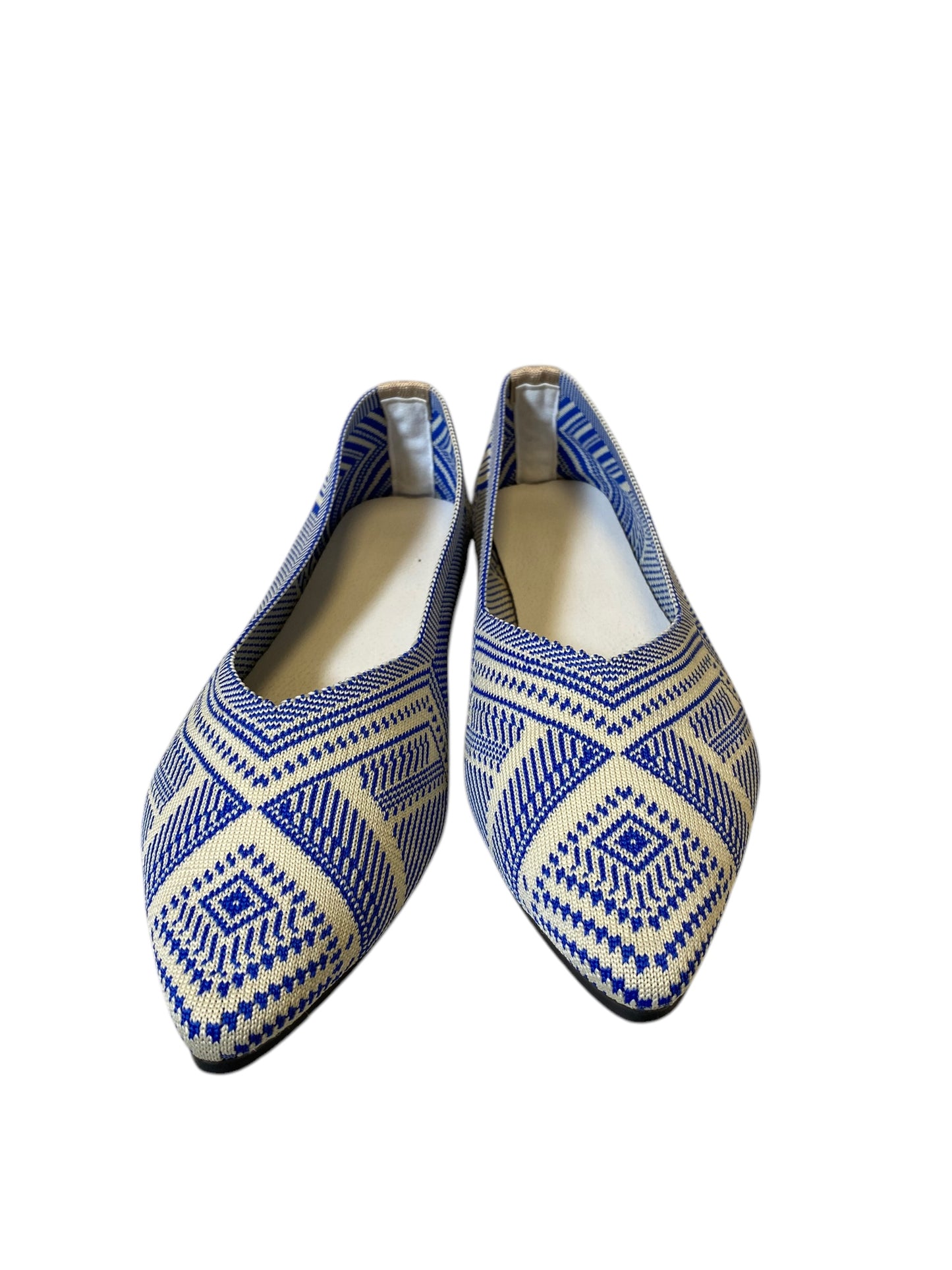 Shoes Flats By Clothes Mentor In Blue & White, Size: 8