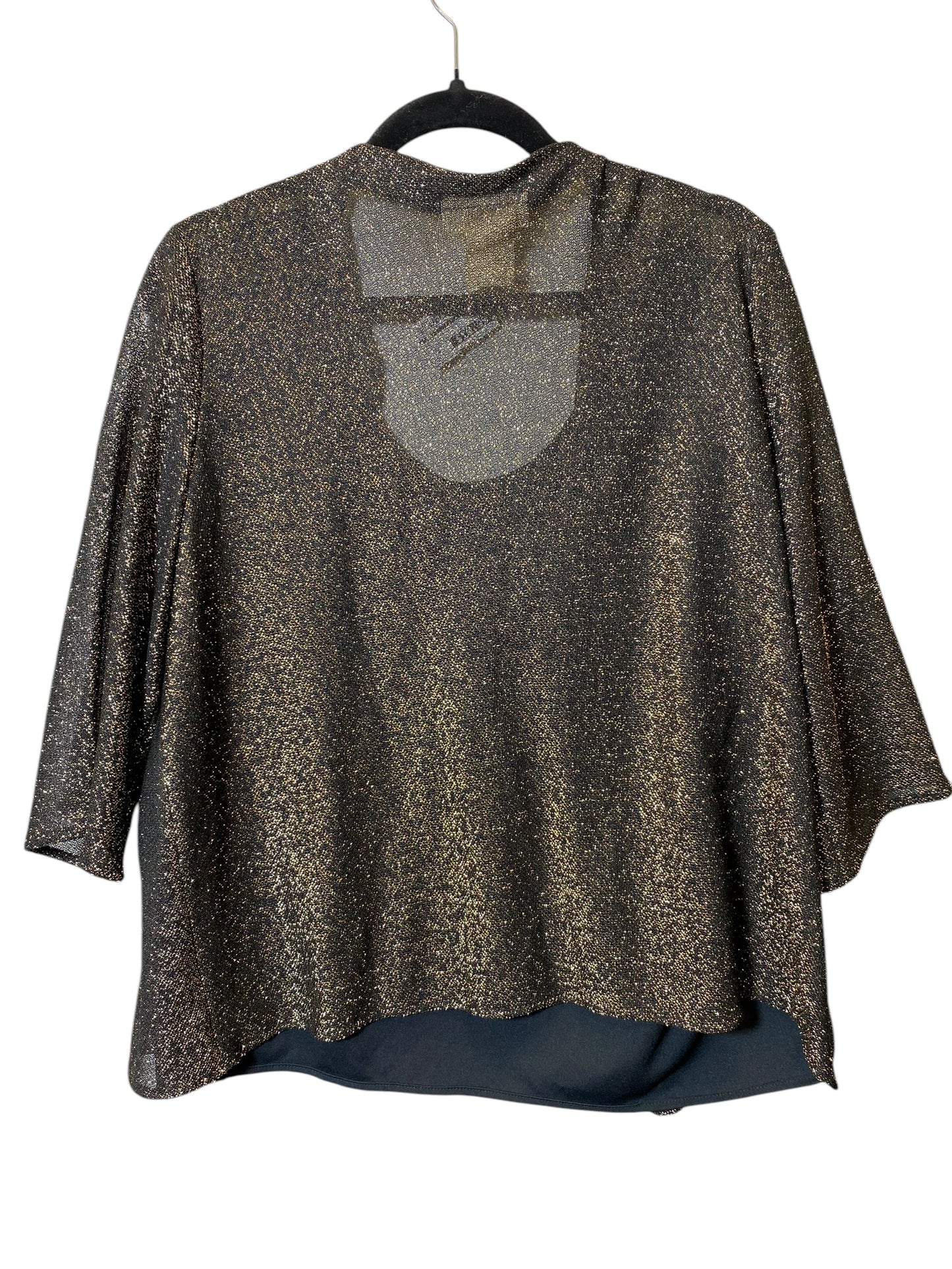 Blouse 3/4 Sleeve By Cmc In Black & Gold, Size: Xl