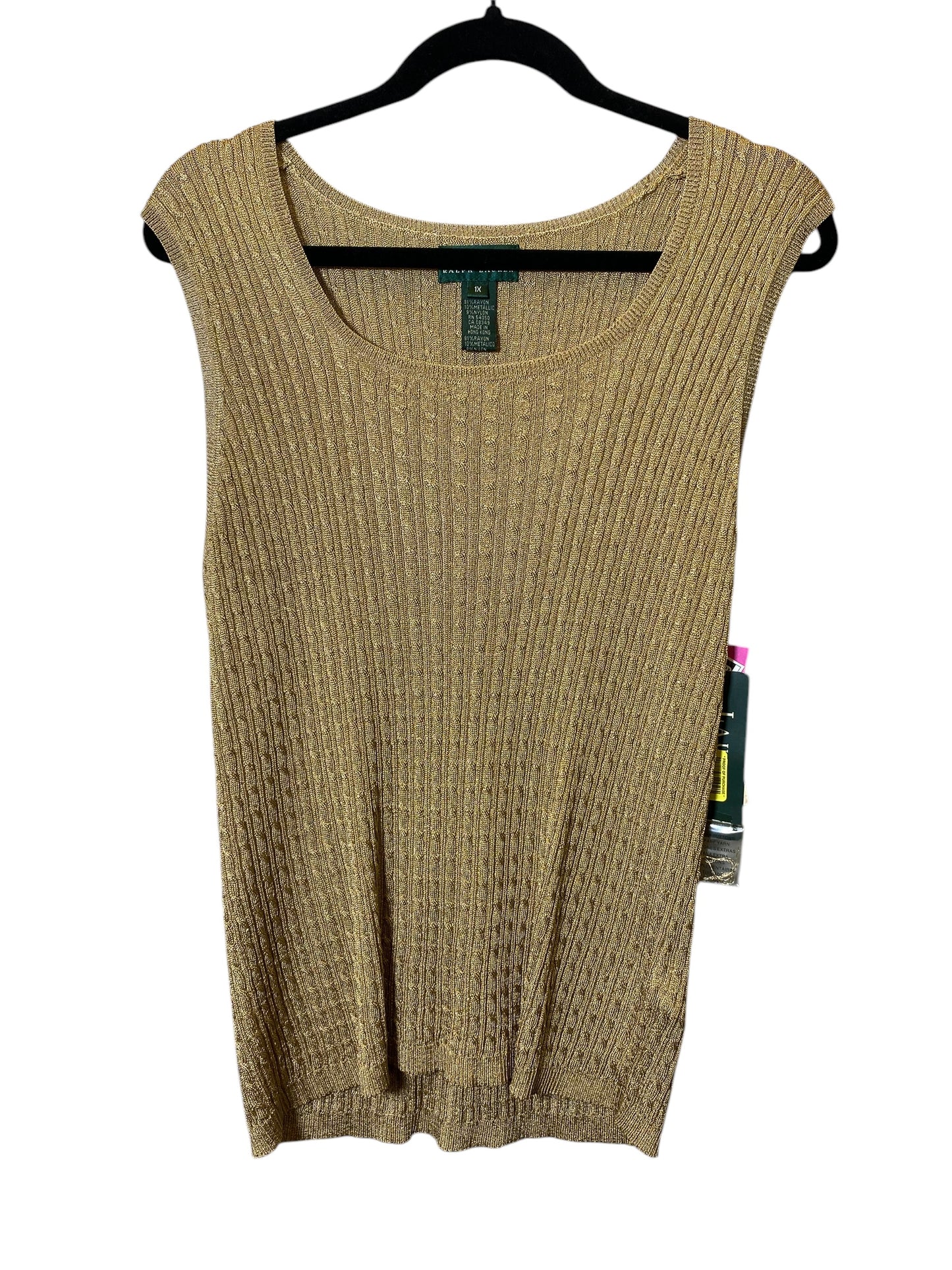 Top Sleeveless By Ralph Lauren In Gold, Size: 1x