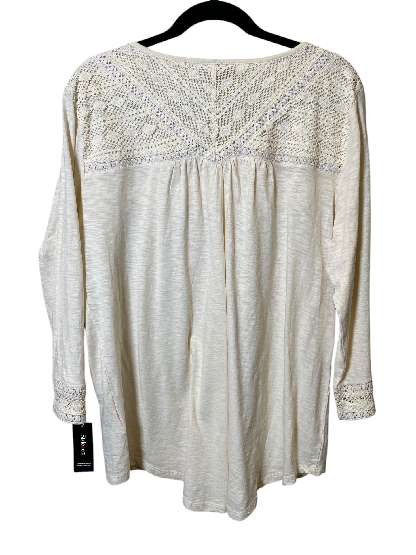 Top Long Sleeve By Style And Company In Beige, Size: Xl