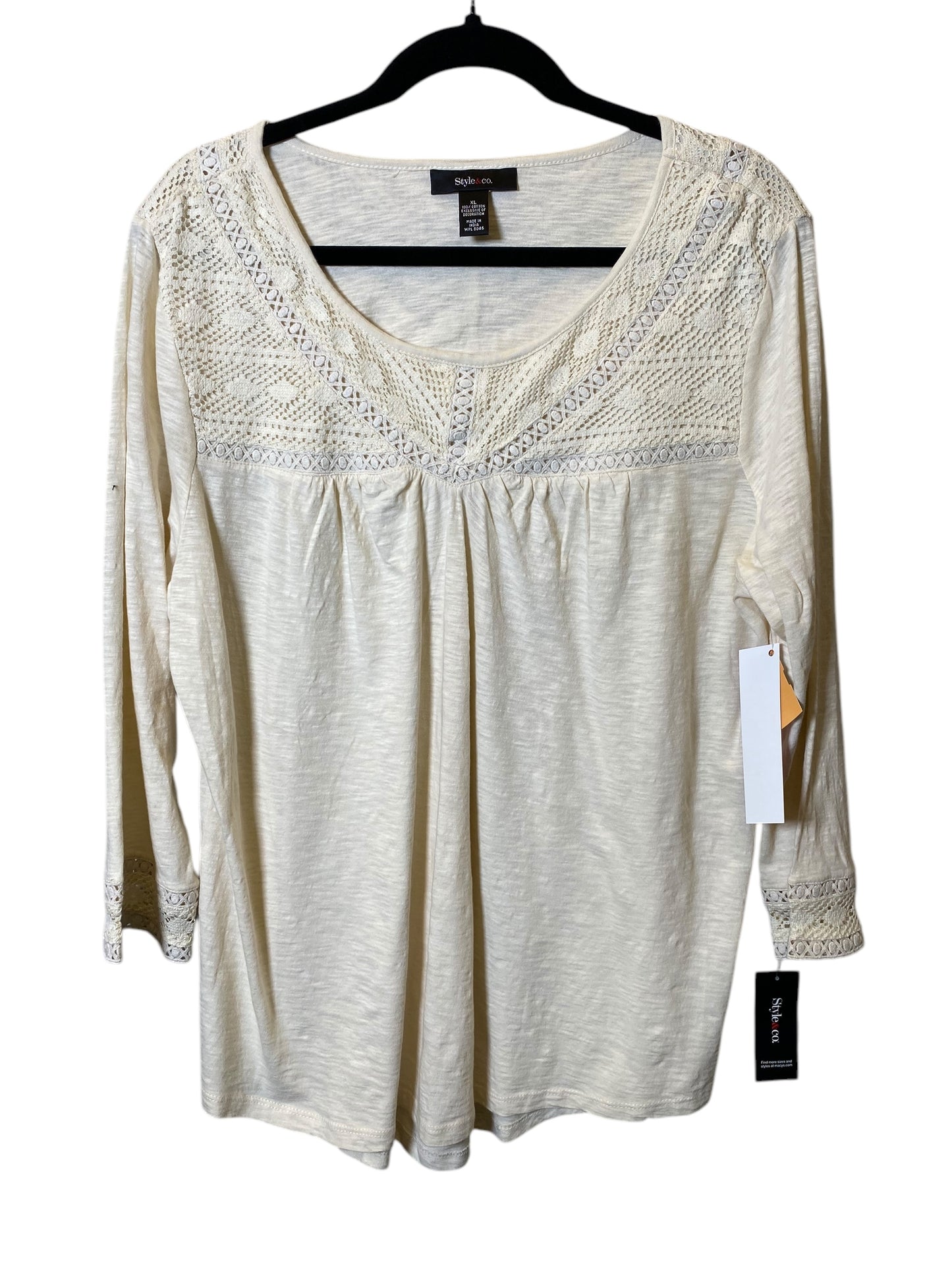 Top Long Sleeve By Style And Company In Beige, Size: Xl