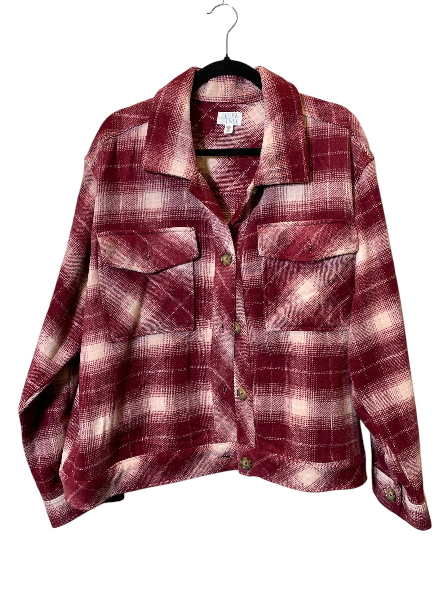 Blouse Long Sleeve By Time And Tru In Plaid Pattern, Size: 3x