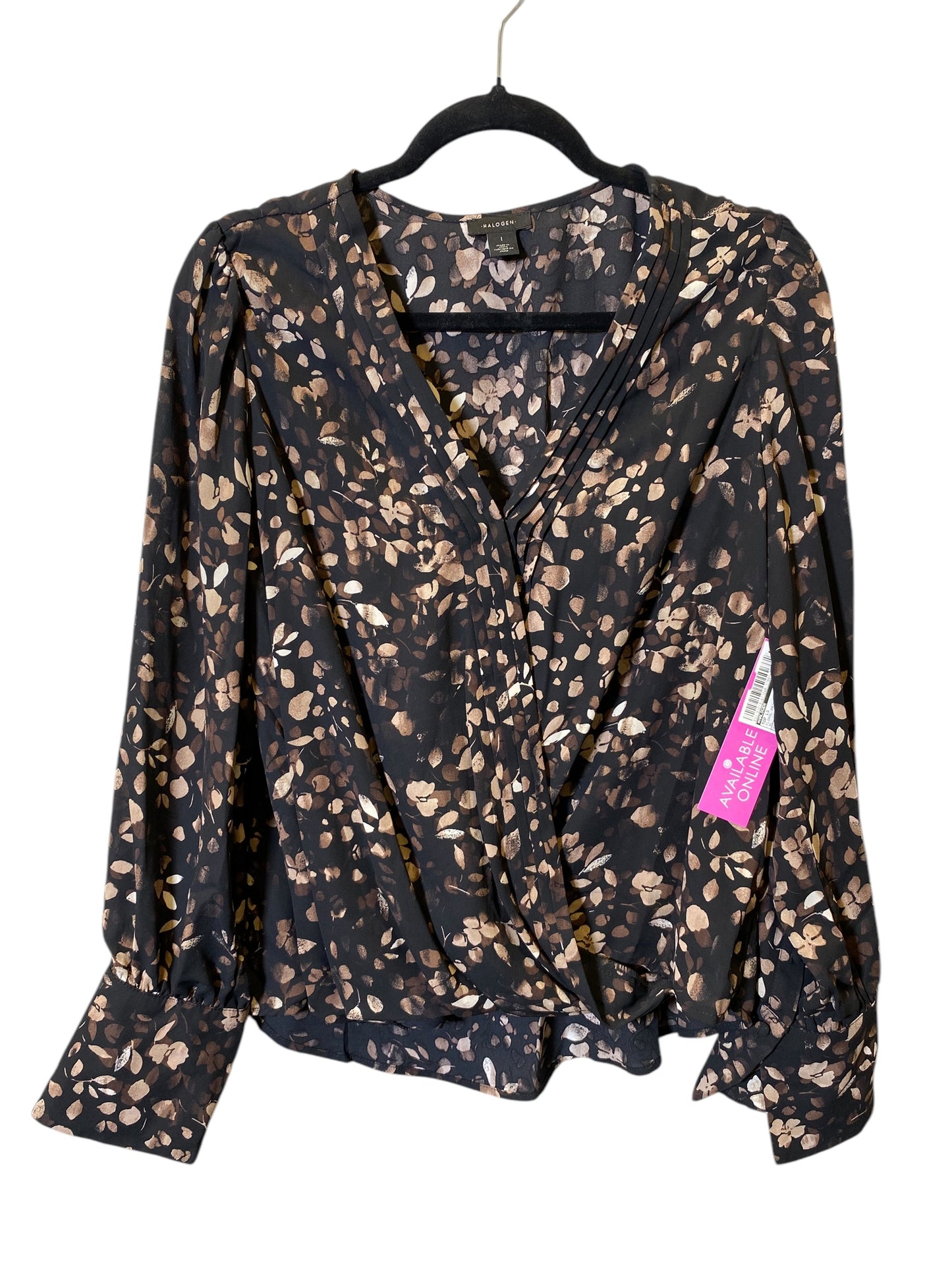 Top Long Sleeve By Halogen In Floral Print, Size: Xl