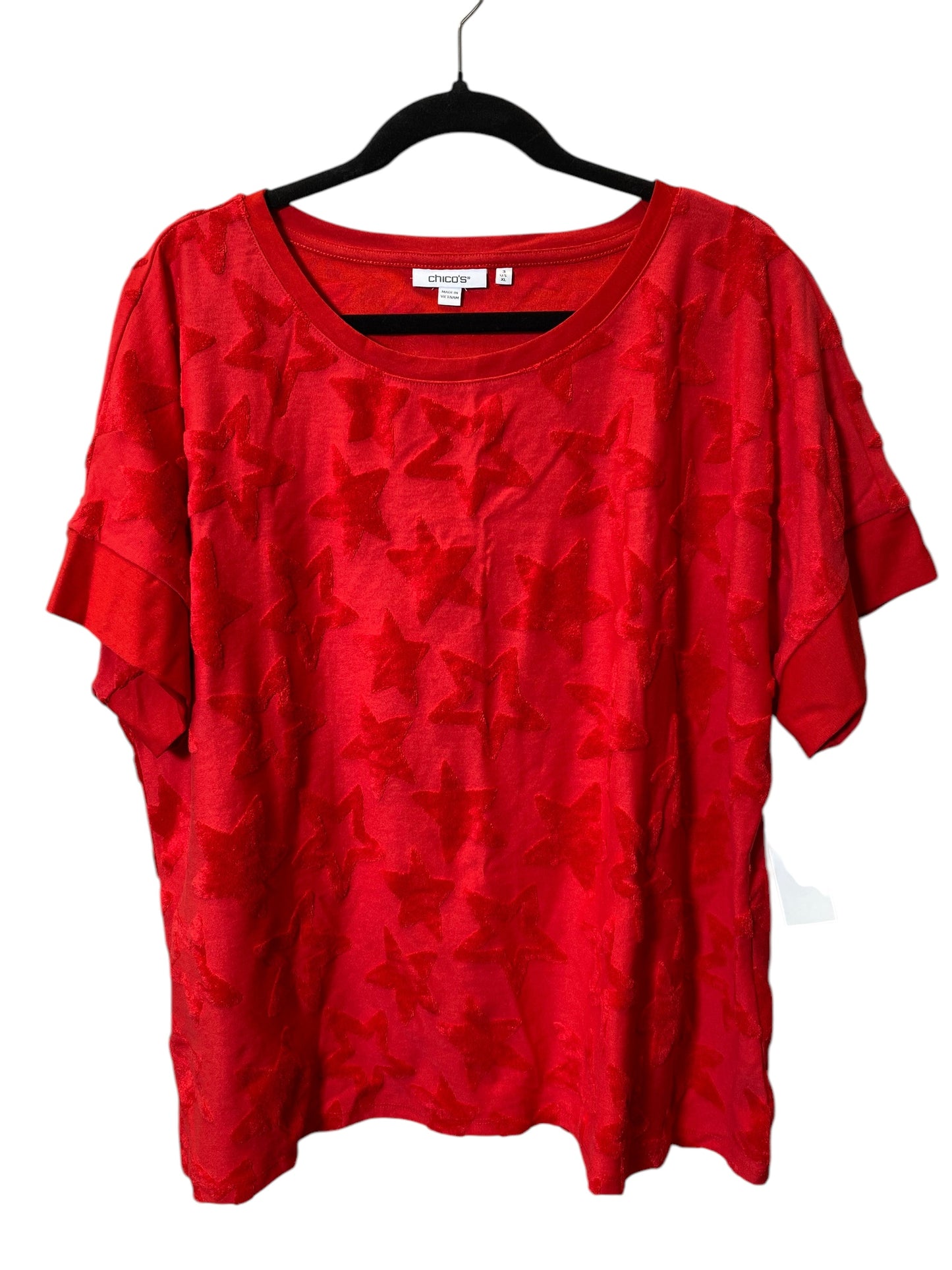 Top Short Sleeve By Chicos In Red, Size: Xl