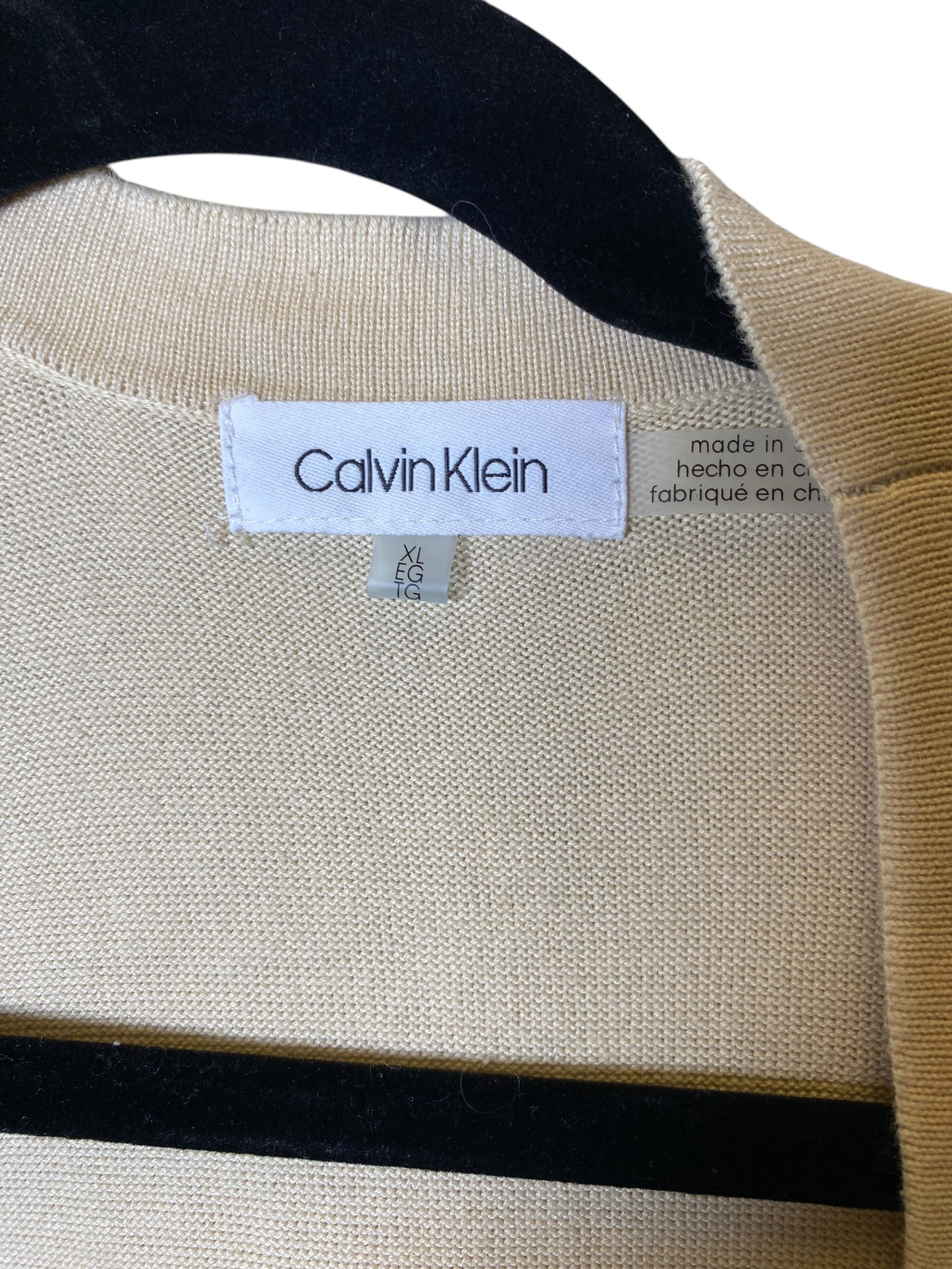 Cardigan By Calvin Klein In Beige, Size: Xl