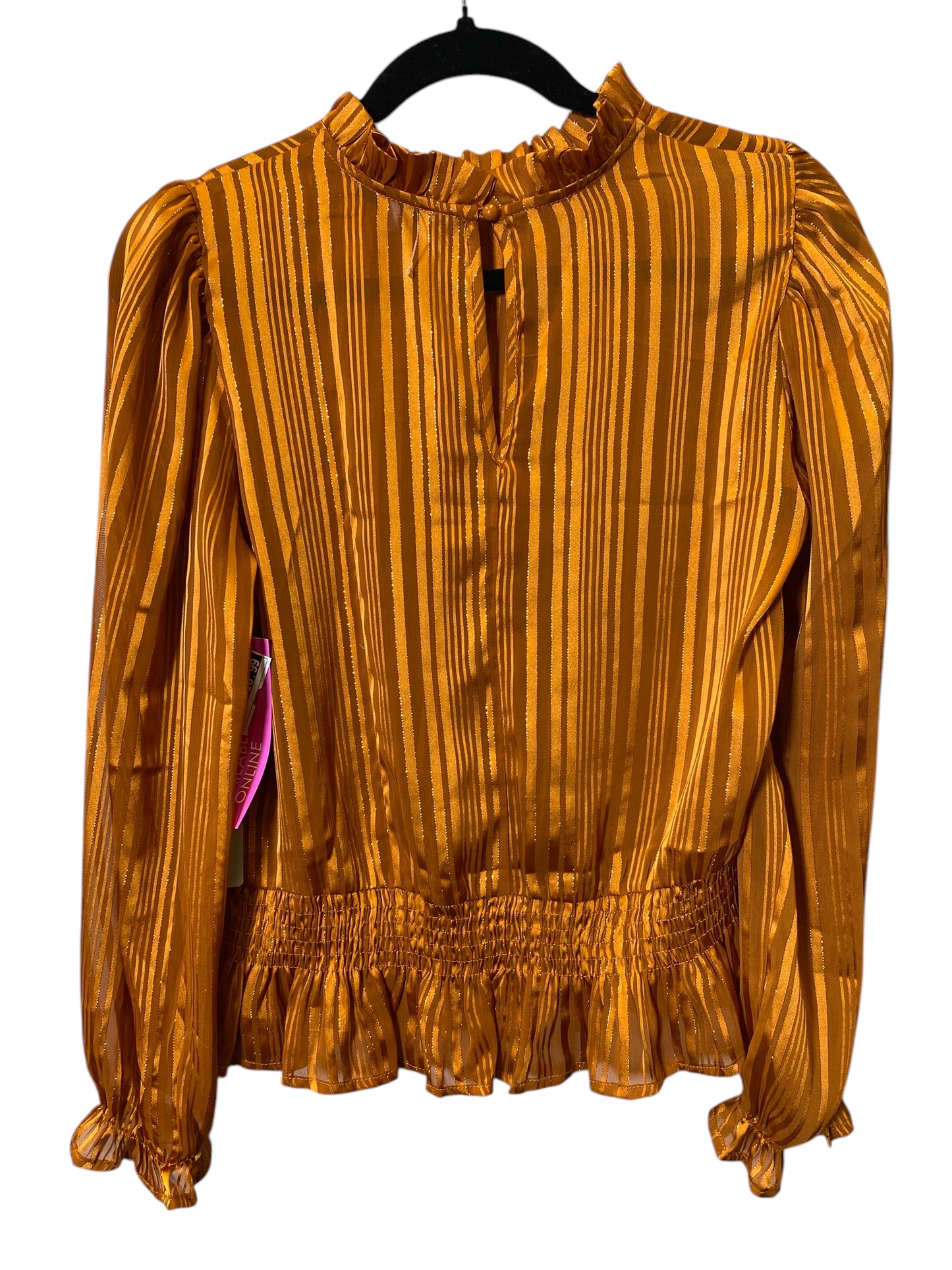 Top Long Sleeve By Iris In Brown & Gold, Size: M