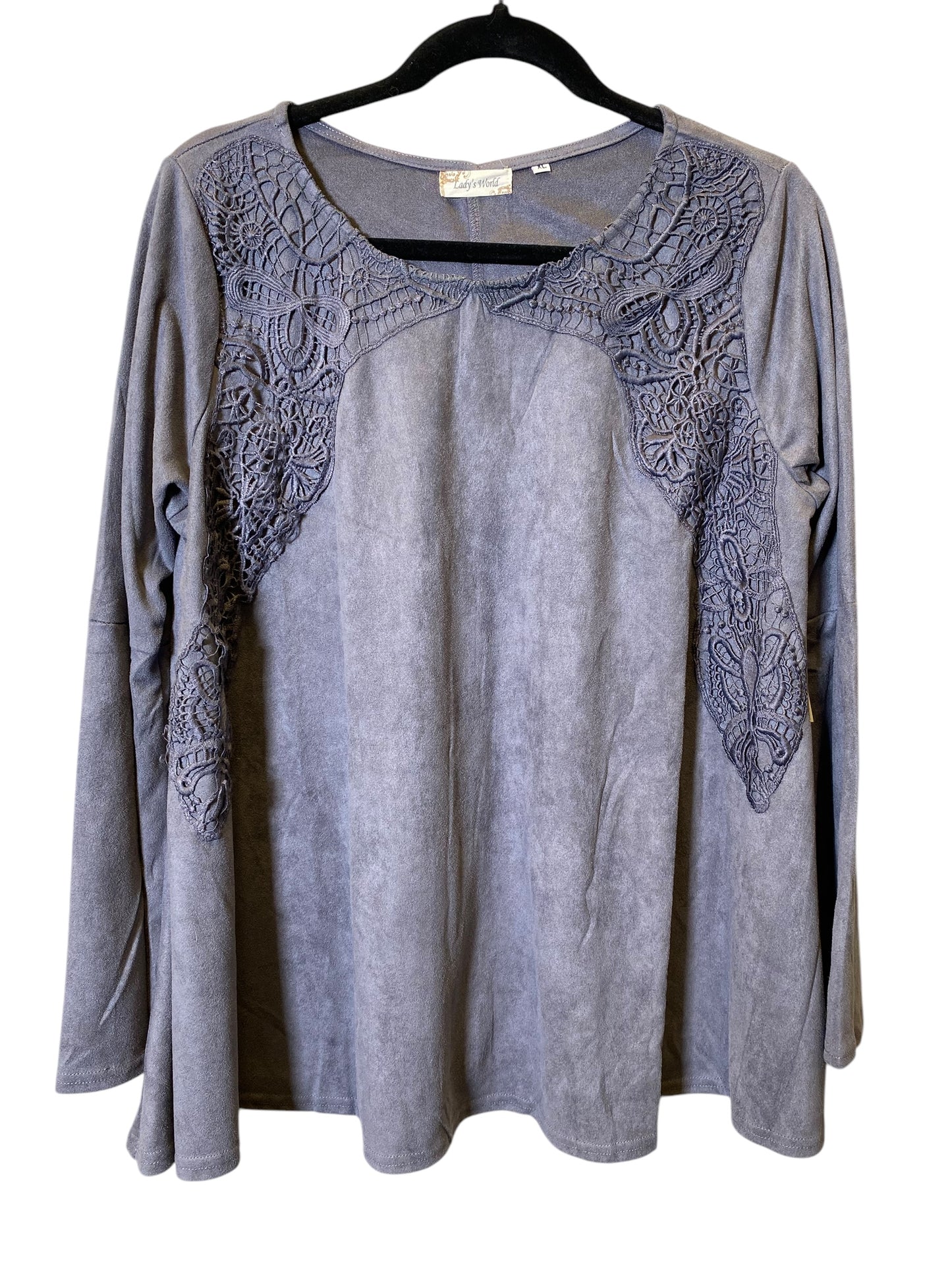 Top Long Sleeve By Clothes Mentor In Grey, Size: Xl