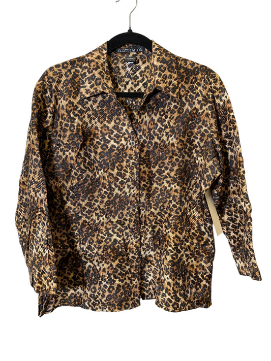 Top 3/4 Sleeve By Scott Taylor In Animal Print, Size: L