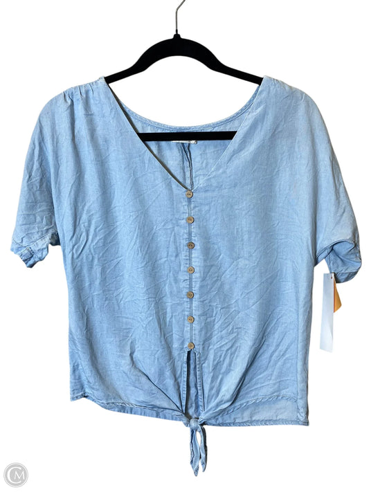 Top Short Sleeve By Harper In Blue Denim, Size: Xs