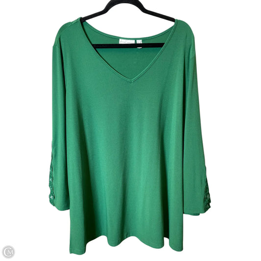 Top Long Sleeve By Susan Graver In Green, Size: 2x