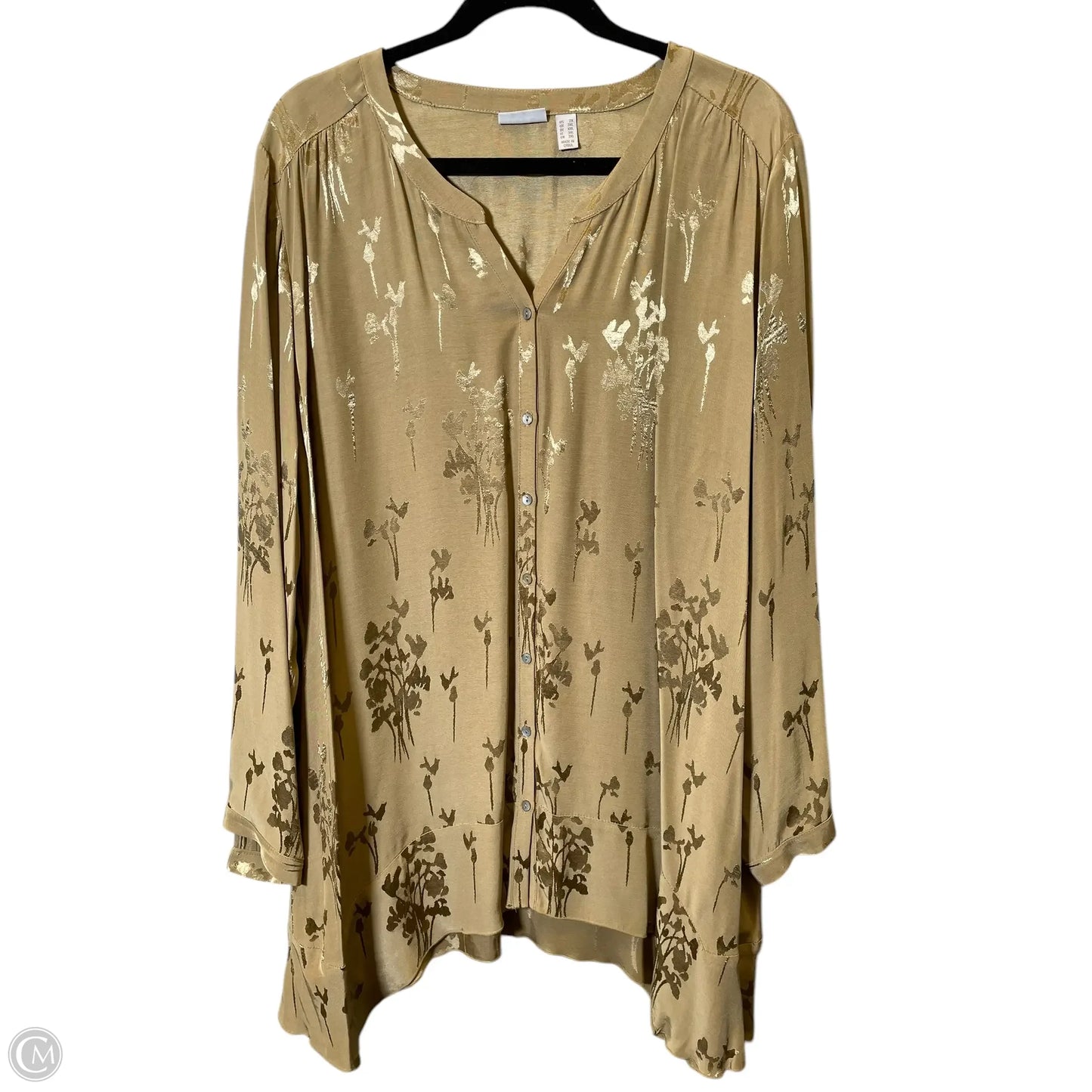 Top Long Sleeve By Logo In Beige, Size: 2x