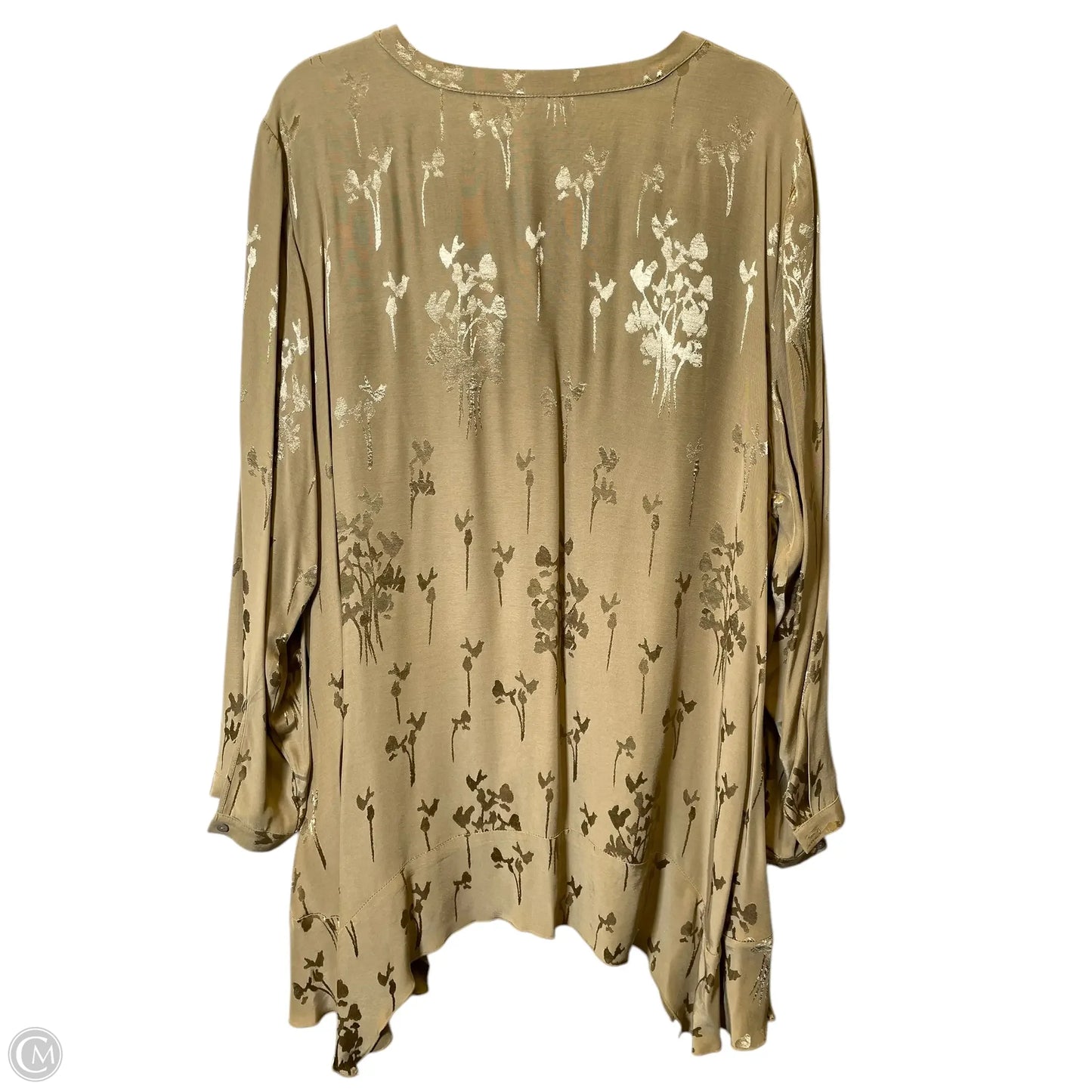 Top Long Sleeve By Logo In Beige, Size: 2x