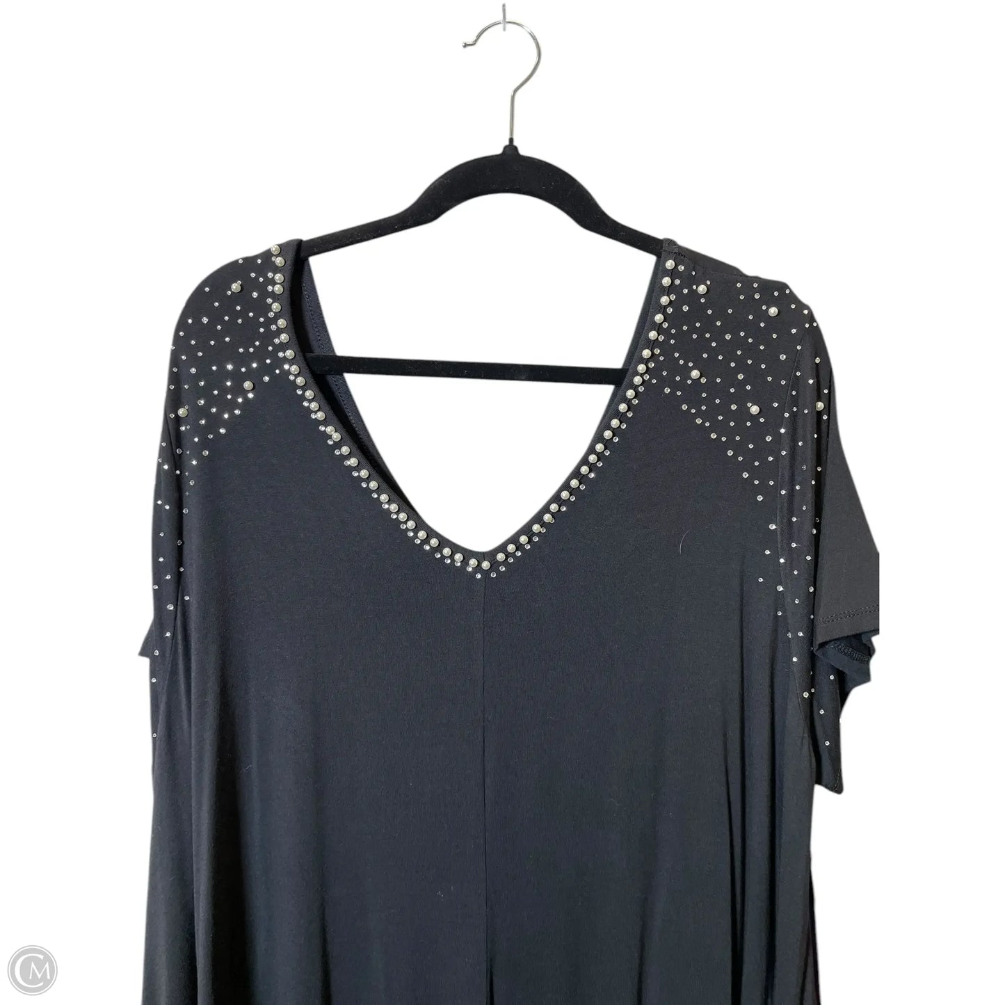 Top Short Sleeve By Roamans In Black, Size: 1x