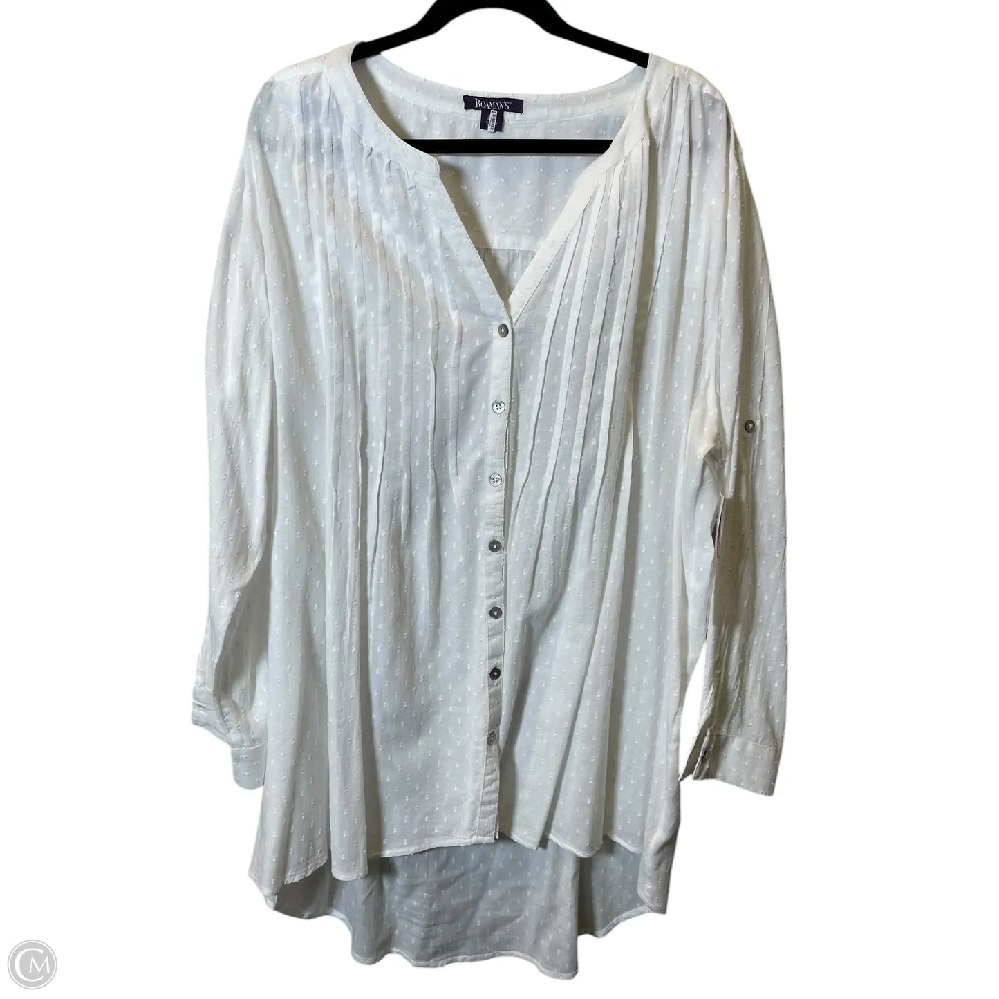 Top Long Sleeve By Roamans In White, Size: 2x