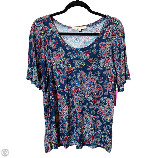 Top Short Sleeve By Loft In Multi-colored, Size: M