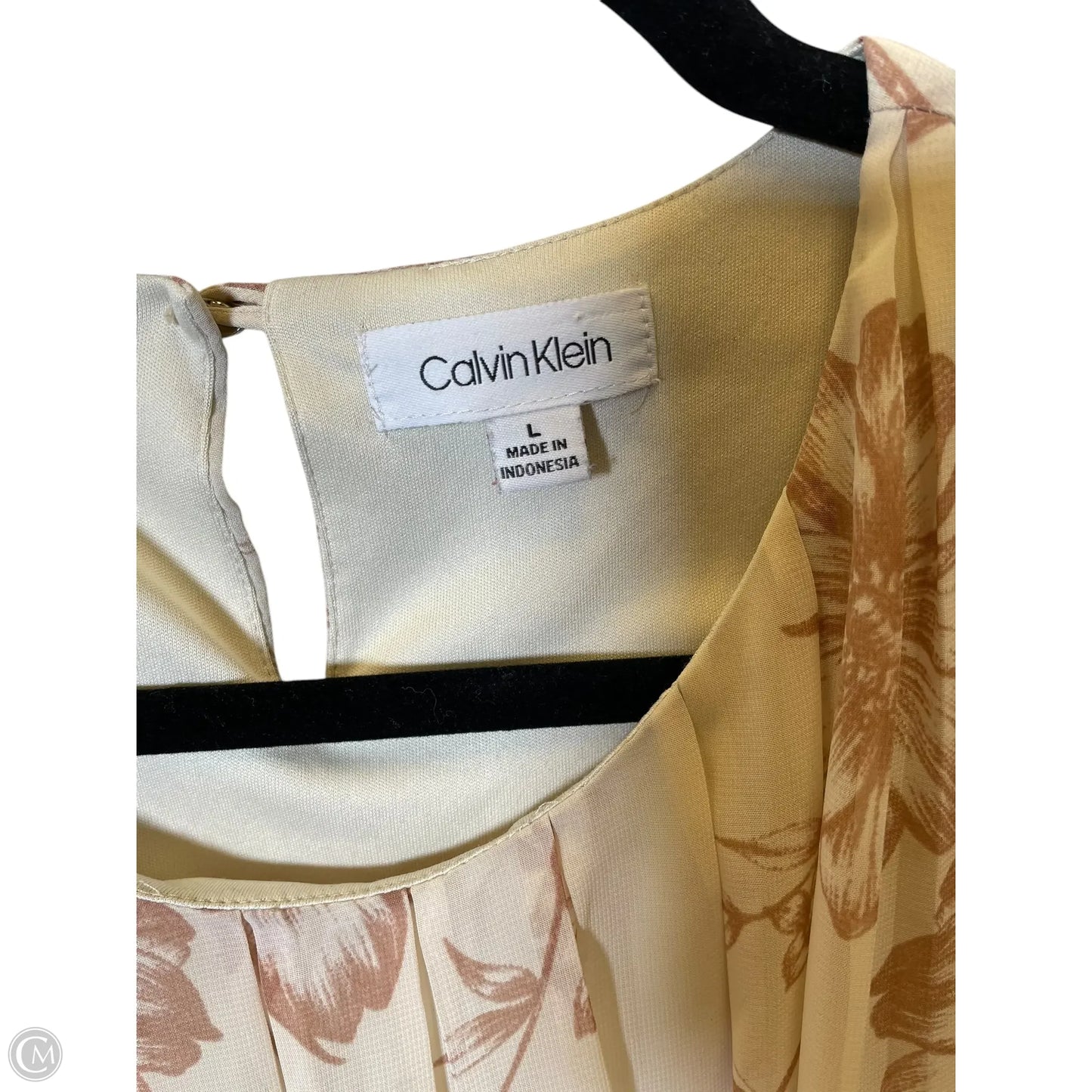 Top Sleeveless By Calvin Klein In Floral Print, Size: L