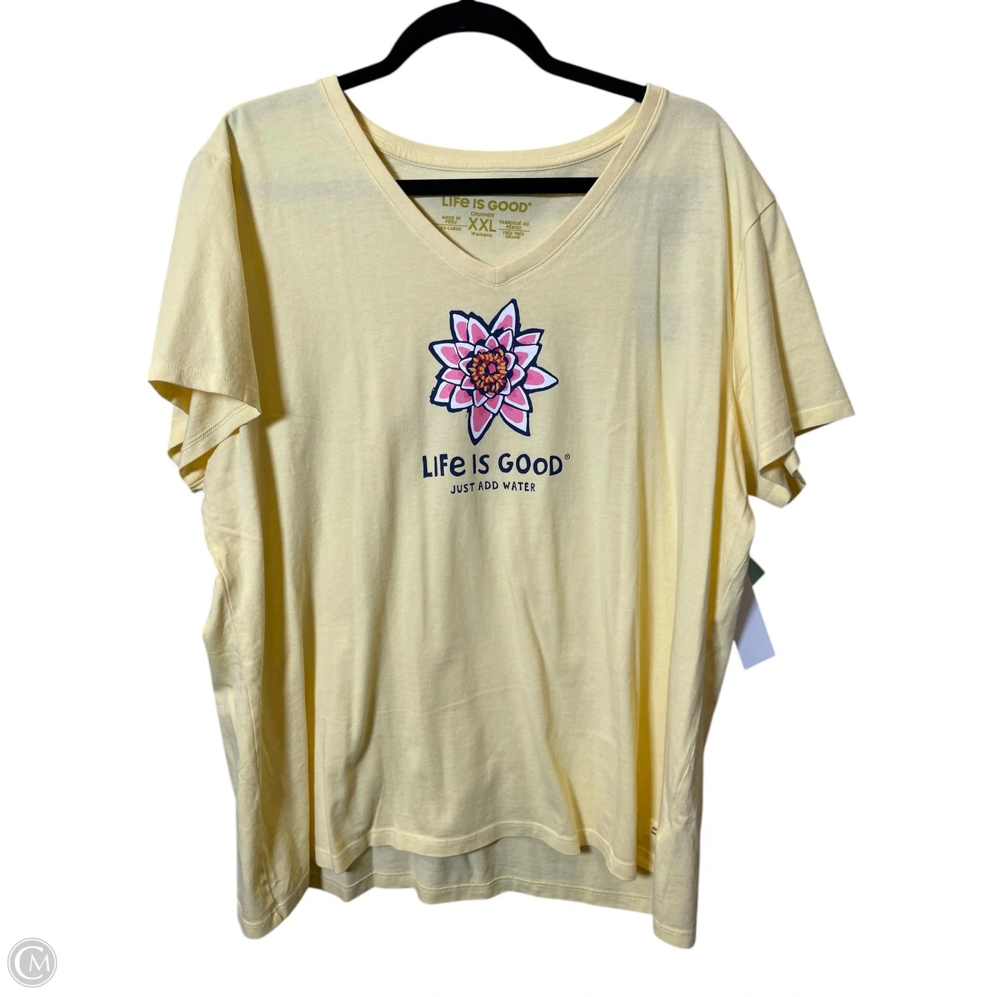 Top Short Sleeve By Life Is Good In Yellow, Size: Xxl