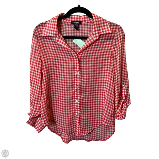 Blouse Long Sleeve By About A Girl In Red & White, Size: S