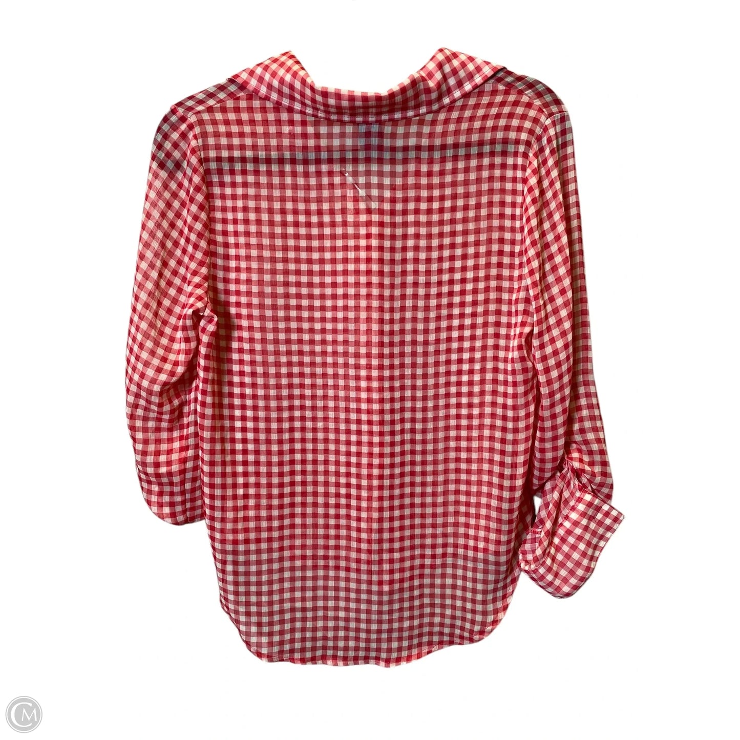 Blouse Long Sleeve By About A Girl In Red & White, Size: S