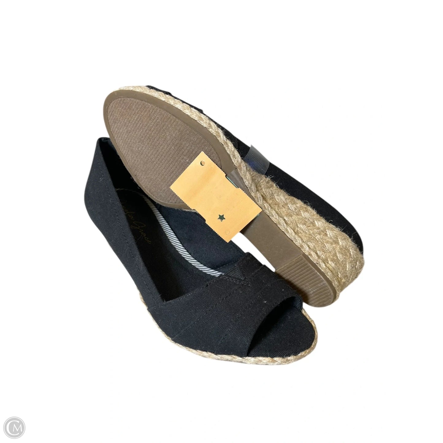 Sandals Heels Wedge By Clothes Mentor In Black, Size: 6.5