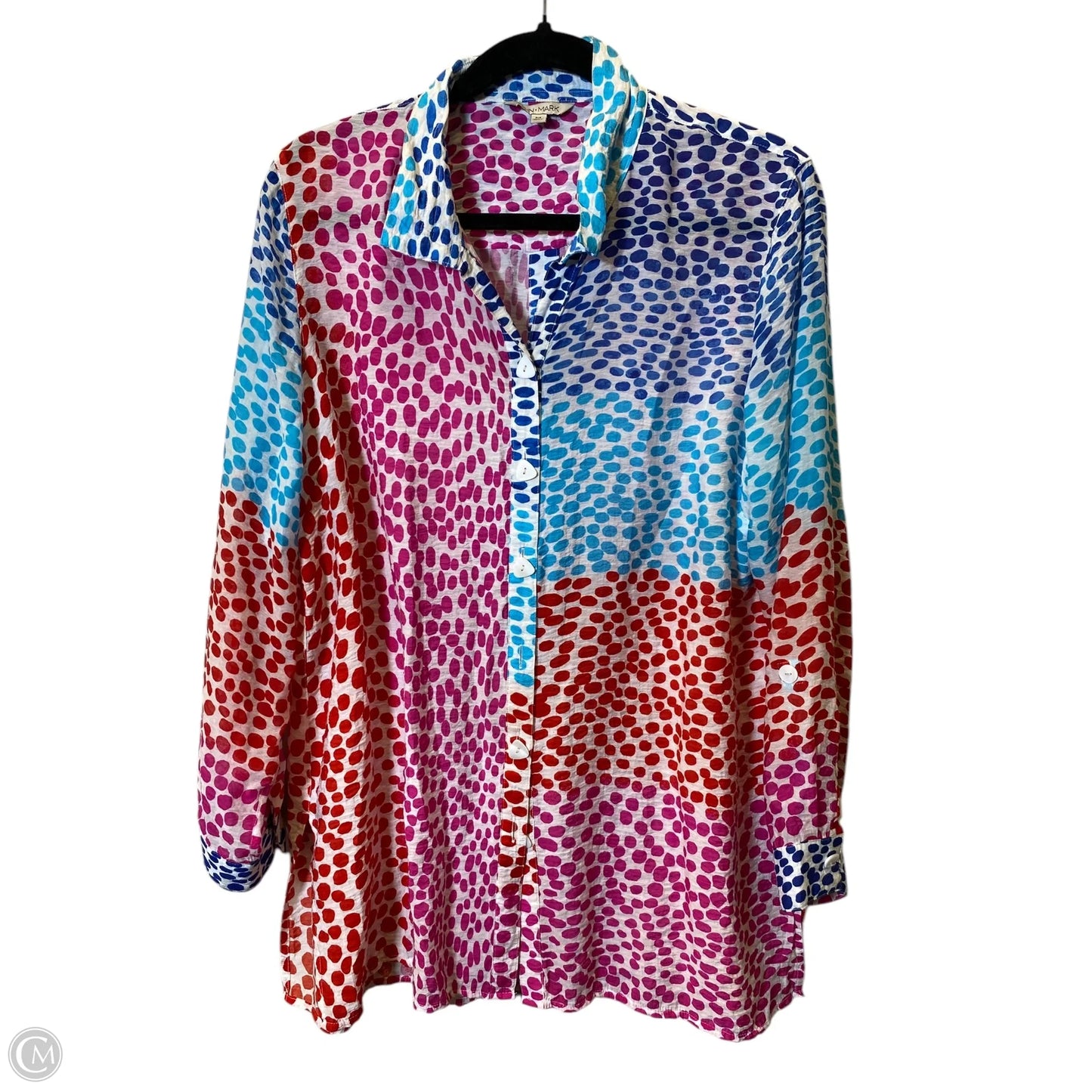 Blouse Long Sleeve By John Mark In Multi-colored, Size: M