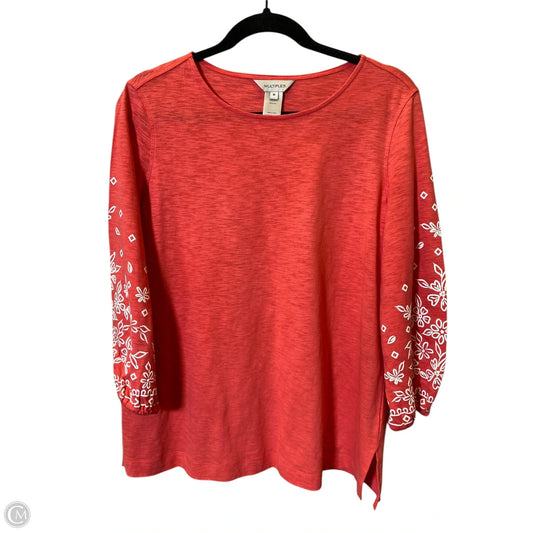 Top 3/4 Sleeve By Multiples In Peach, Size: M