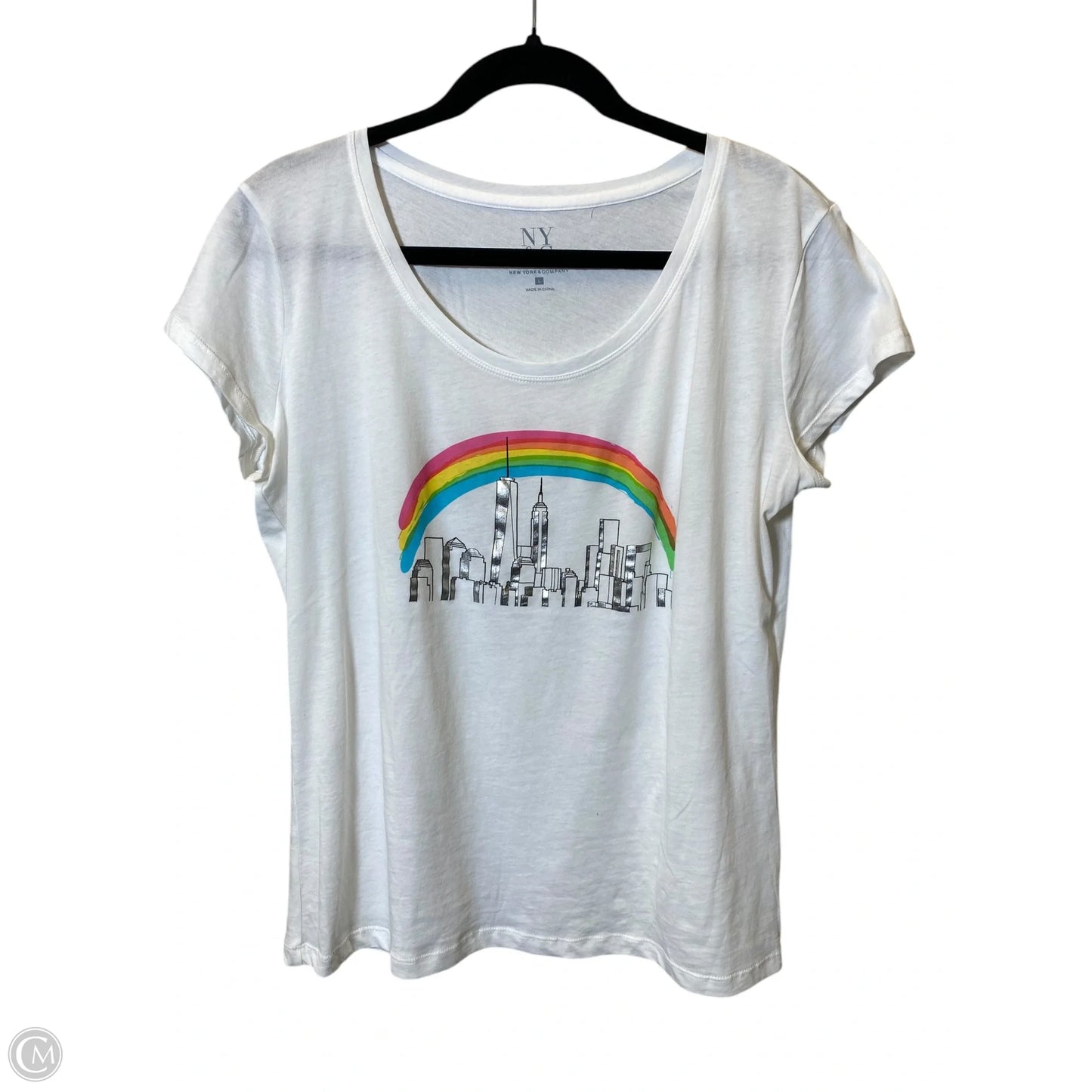 Top Short Sleeve By New York And Co In White, Size: L