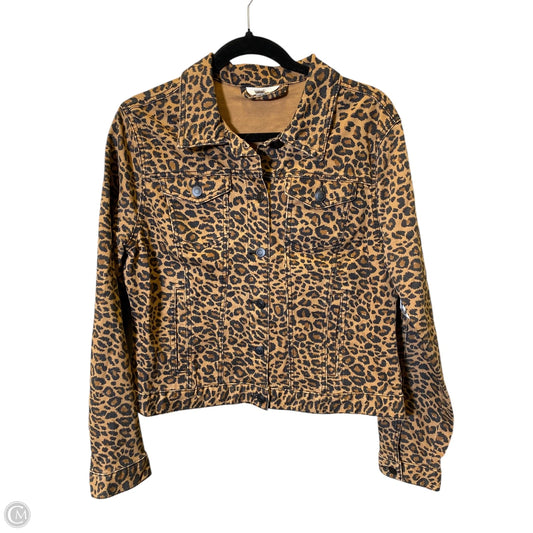 Jacket Denim By Time And Tru In Animal Print, Size: L