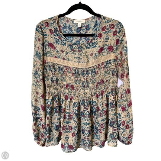 Top 3/4 Sleeve By Vintage America In Floral Print, Size: L