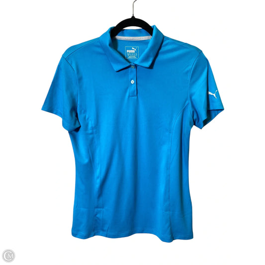 Athletic Top Short Sleeve By Puma In Blue, Size: L