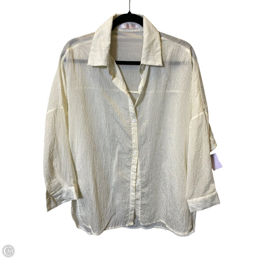 Blouse Short Sleeve By Clothes Mentor In Cream, Size: L