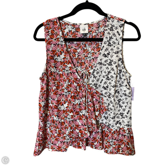 Top Sleeveless By Cabi In Floral Print, Size: M