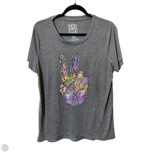 Top Short Sleeve By Modern Lux In Grey, Size: Xxl