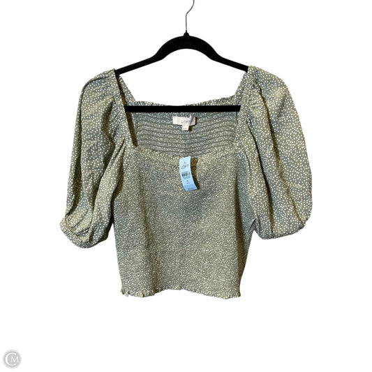 Top Short Sleeve By Loft In Green & Tan, Size: Mp